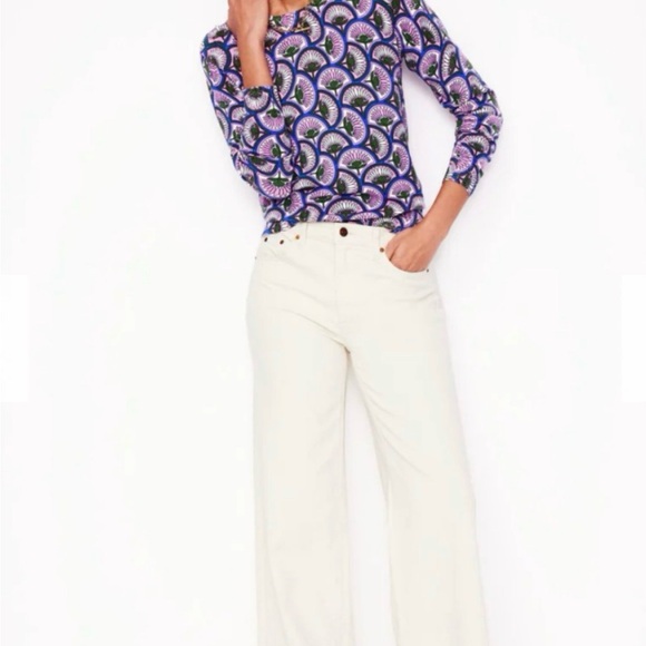 Boden Emilia Cotton Crewneck Lightweight Sweater Purple and Blue Pattern Small - Picture 4 of 10